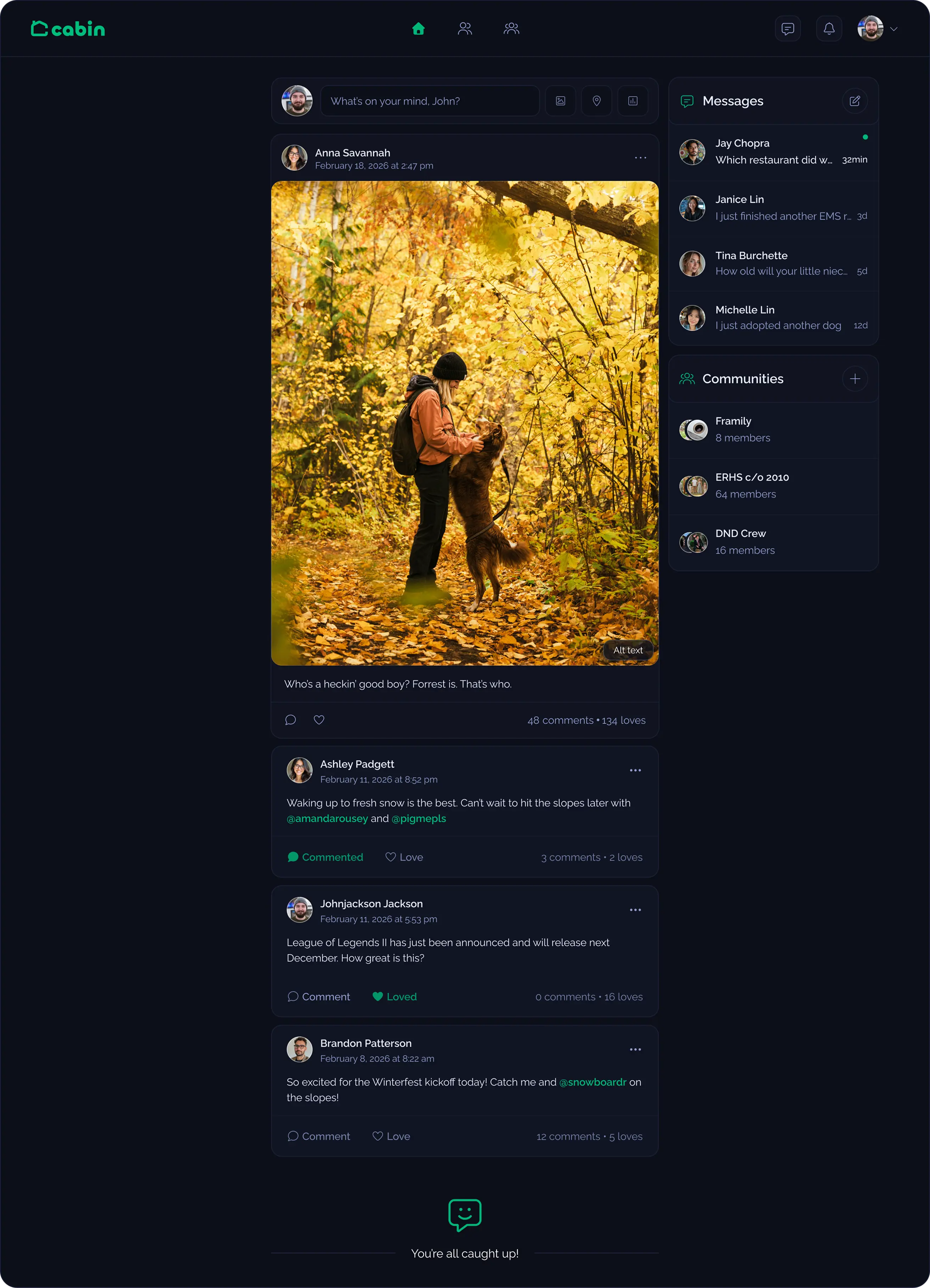 A preview of Cabin's user interface