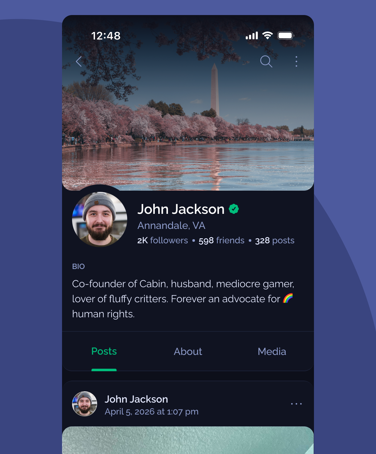 A preview of Cabin's media upload experience