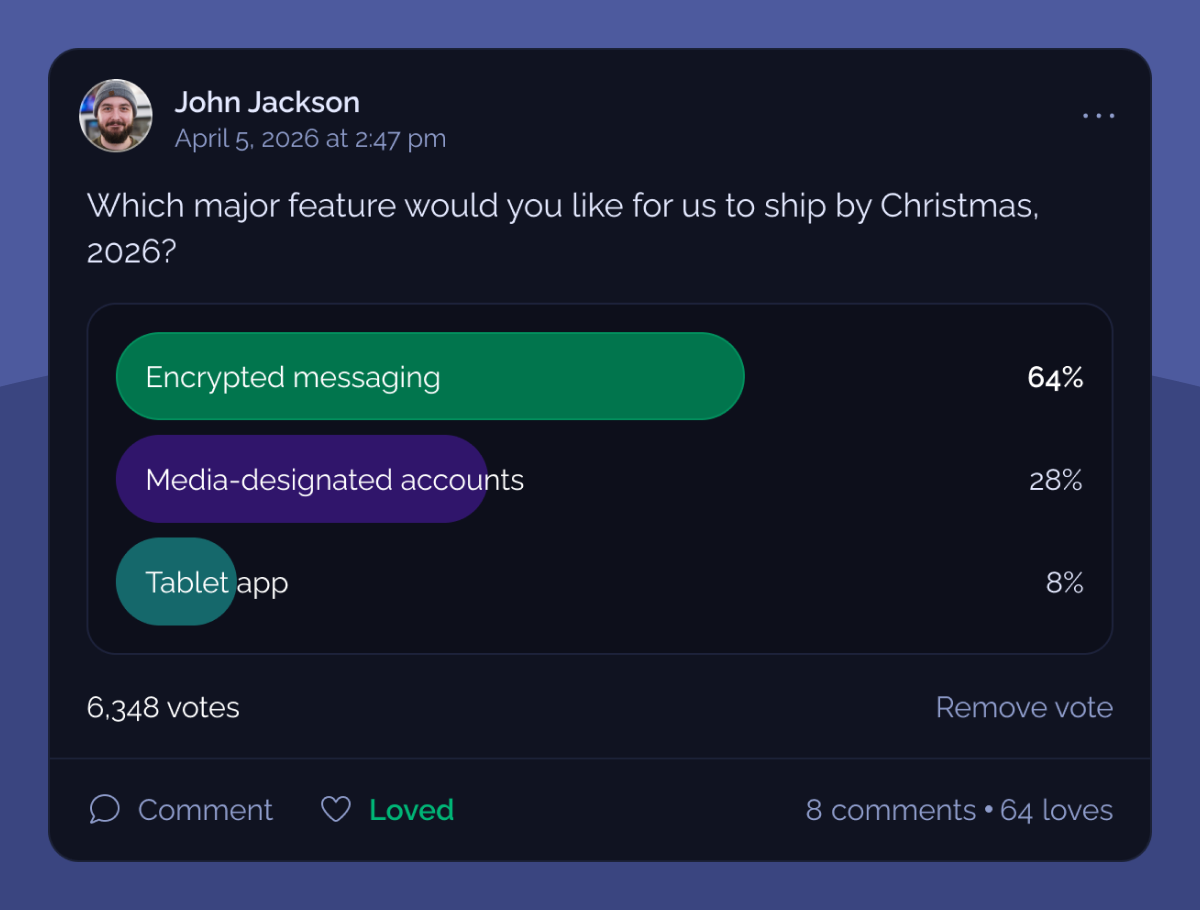 A preview of Cabin's polling feature
